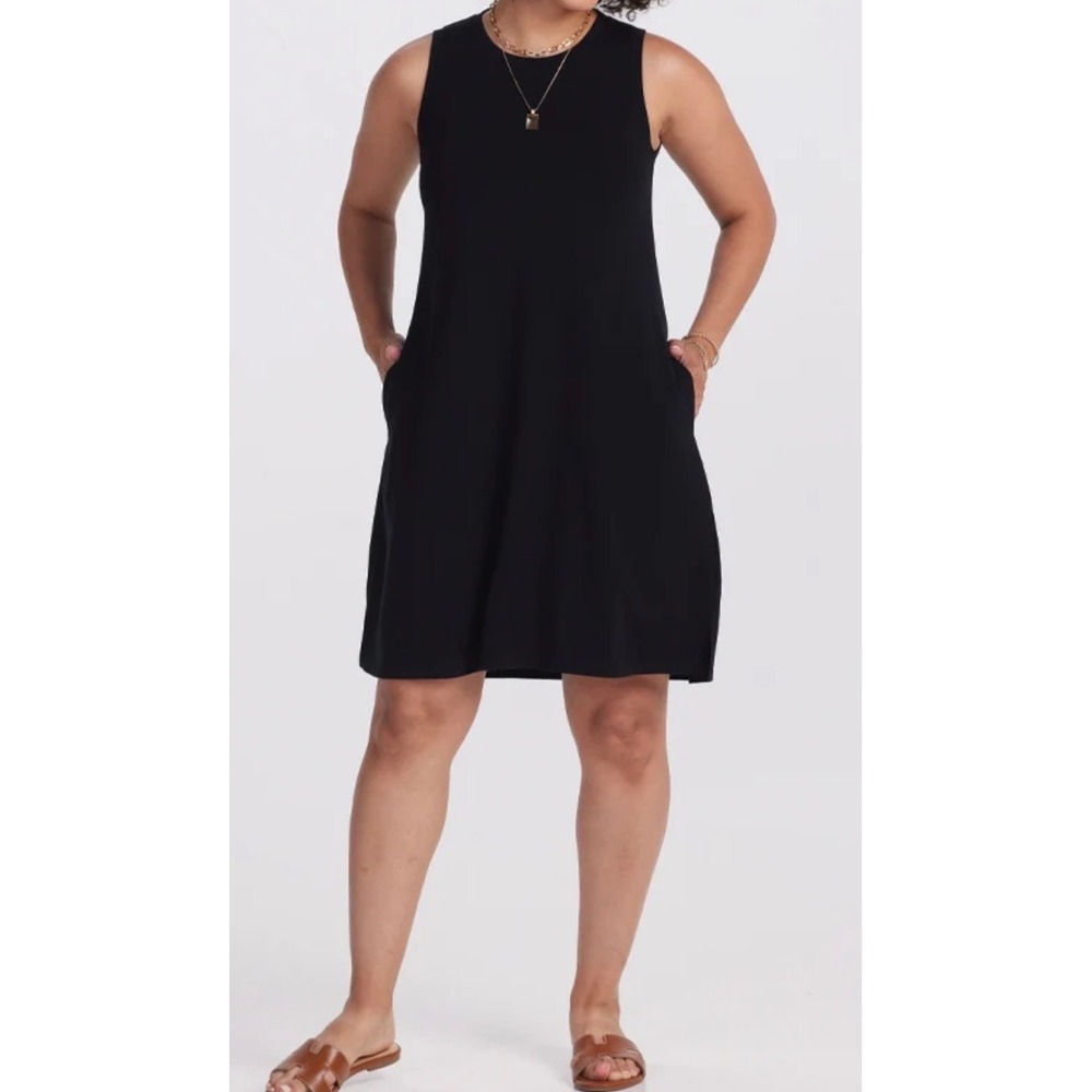 WOOLX Clara Black Wool Blend Knit Sleeveless Crewneck Summer Mini Dress L